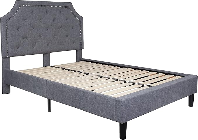 Flash Furniture Brighton Full Size Tufted Upholstered Platform Bed in Light Gray Fabric