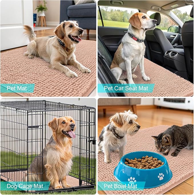 OLANLY Dog Door Mat for Muddy Paws 48x30, Super Absorbent Chenille Mud Mat | - Image 7