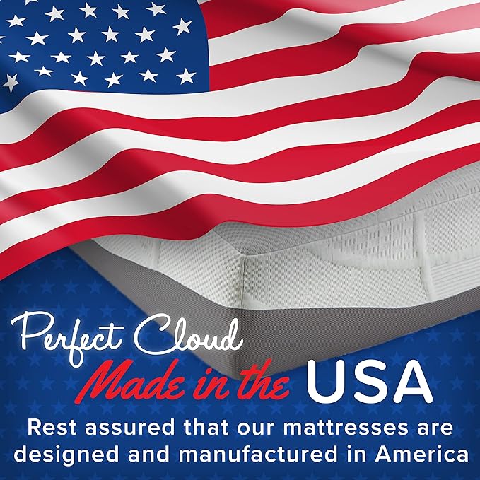 Perfect Cloud Made in The USA UltraPlush Charcoal-Infused 10 inch Memory Foam Mattress - Pressure Relieving - Bed-in-a-Box (Queen)