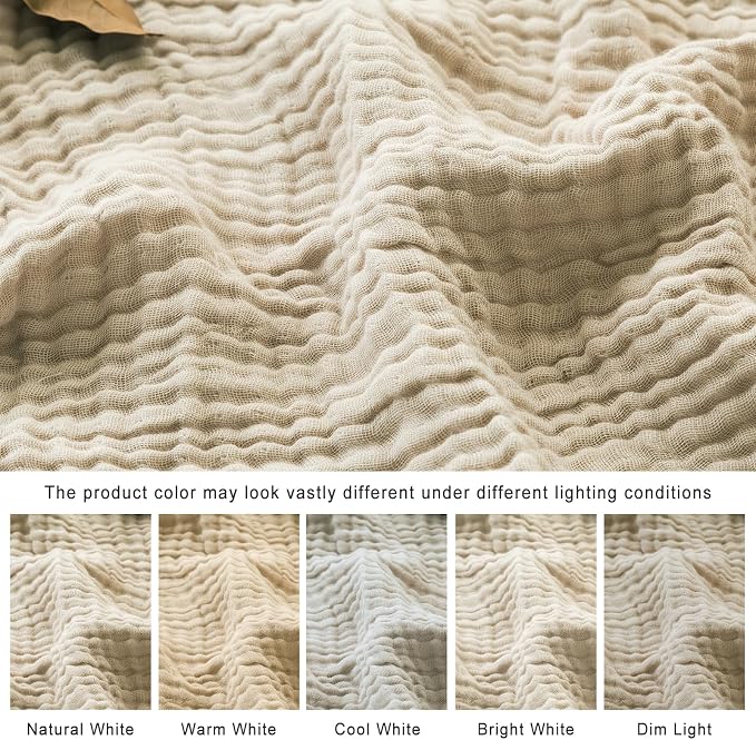 EMME Muslin Blankets for Adults Throw Blanket for Couch Breathable Gauze Soft - Image 8