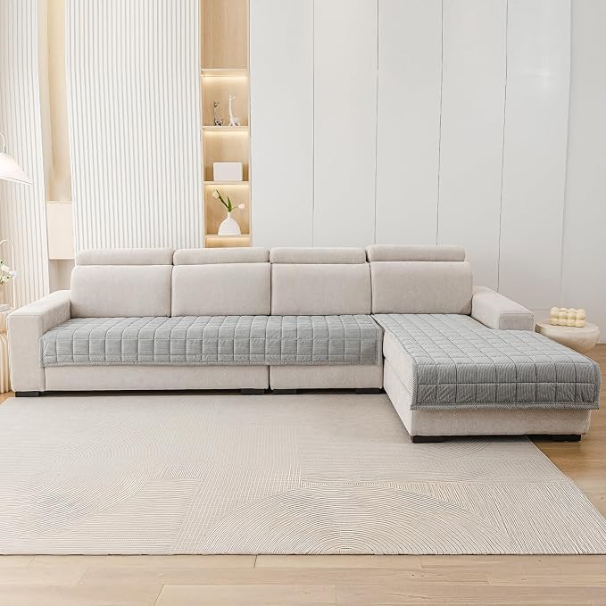Velvet Couch Covers for Sectional Sofa Washable, Non-Slip L Shaped Sectional - Image 4