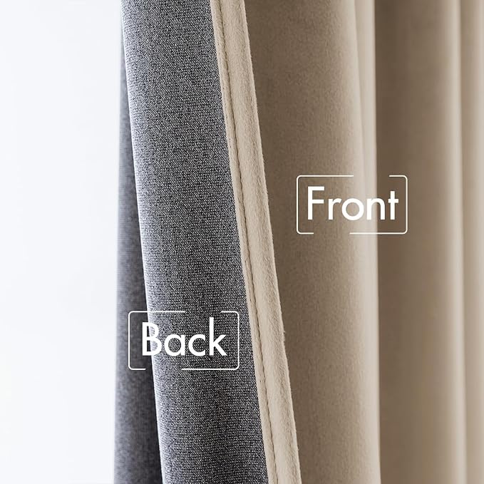 MIULEE Velvet Curtains 52x90 inches 2 Panels Cream Beige Blackout Curtains | - Image 6