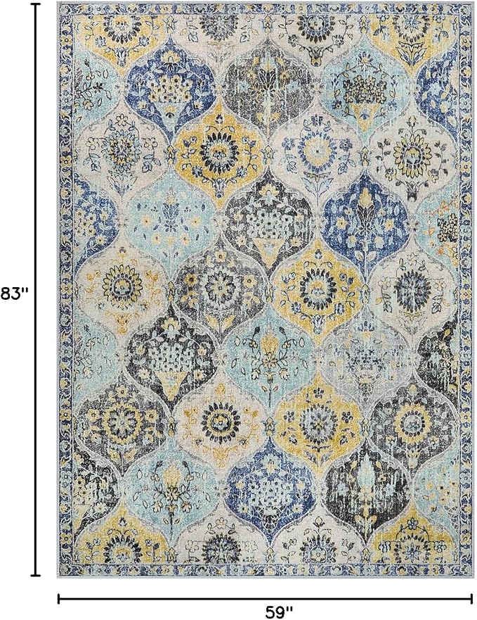 Lahome Moroccan Washable Area Rugs 5x7, 5x7 Rugs - Image 2