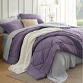 Bedsure Twin Comforter Set - 5 Pieces Reversible Grayish Purple Bedding, Twin Size Bed Set for All Seasons, Bed in a Bag with Down Alternative Comforter, Sheets, Pillowcase & Sham