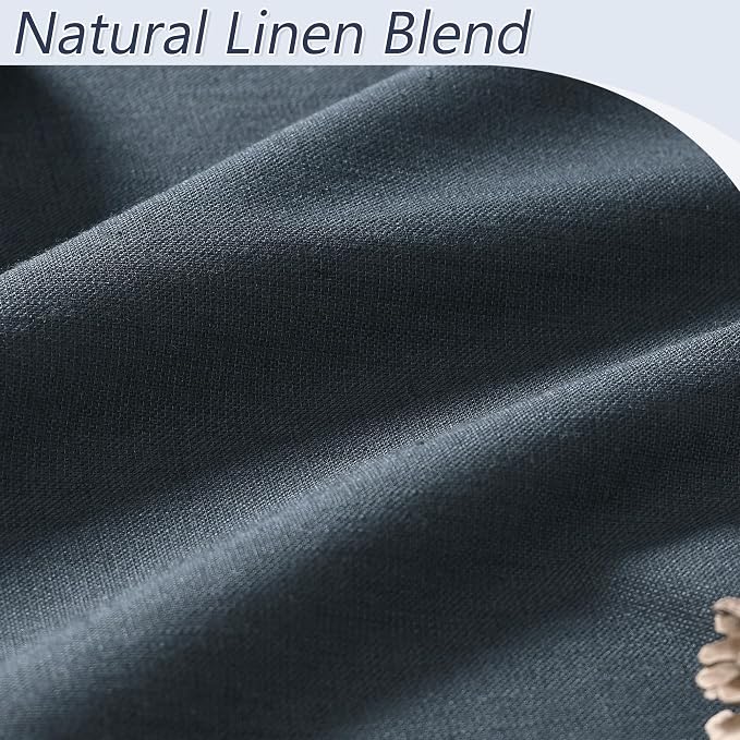 100% Blackout Linen Curtains 102 Inch Length 2 Panels Set - Image 3