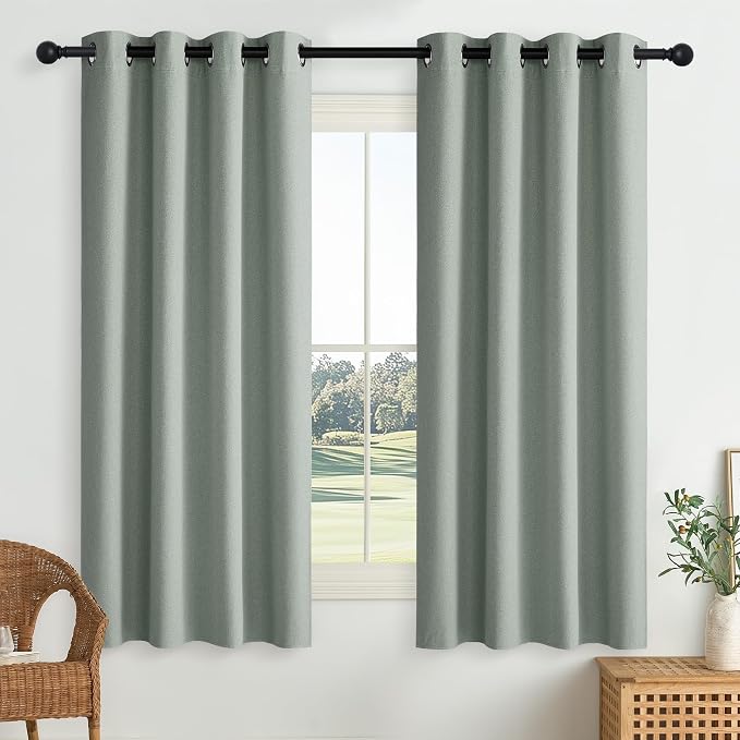 NICETOWN Full Shade Faux Linen Curtains 63 inches Long by NICETOWN