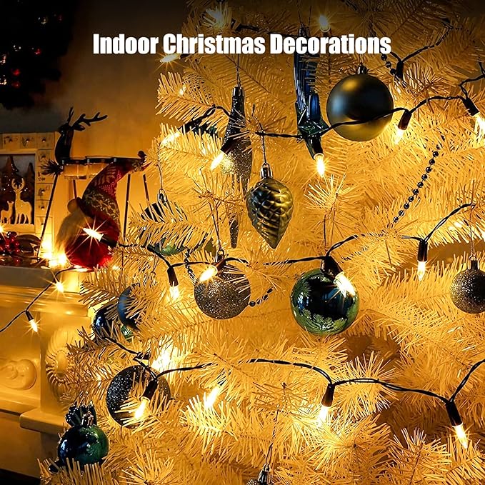 Christmas Lights Clear White 100 Count Incandescent Lights UL Certified Connectable Christmas Tree Lights with Green Wires for Indoor Outdoor Xmas, Wedding, Holiday, Party, Home Decorations