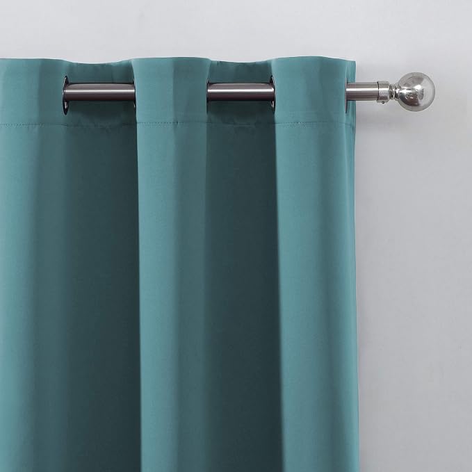 Blackout Curtains 52 x 45 inch/Sea Teal Curtains Set of 2 Panels/Thermal - Image 7