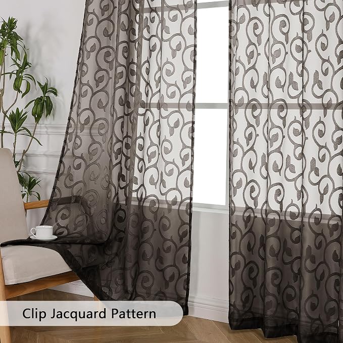 Furman Chocolate Sheer Curtains 96 inches Long - Image 4
