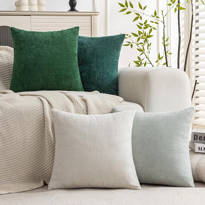 Set of 4 Soft Textured Decorative Throw Pillow Covers 16x16 Inch Cozy Farmhouse - Image 2