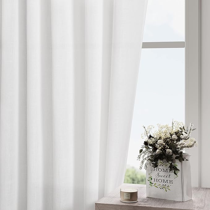 White Linen Extra Long Curtains - Image 3
