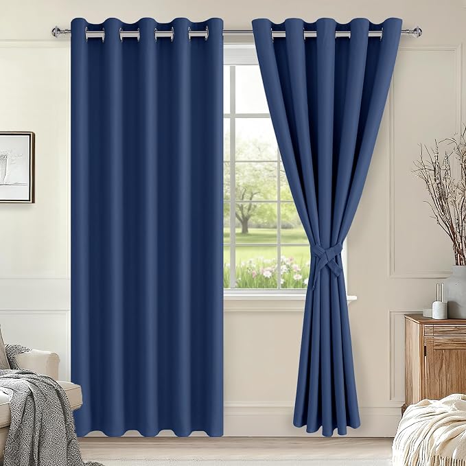 Blackout Curtains for Bedroom, 60 x 84 Inches Long, 2 Panels | Thermal by Hiasan