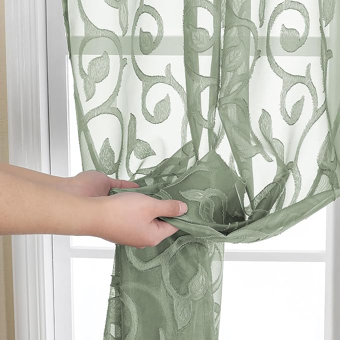 Furman Cafe Curtains 30 Inch Length 2 Panels Set, Elegant Geometric Jacquard - Image 6