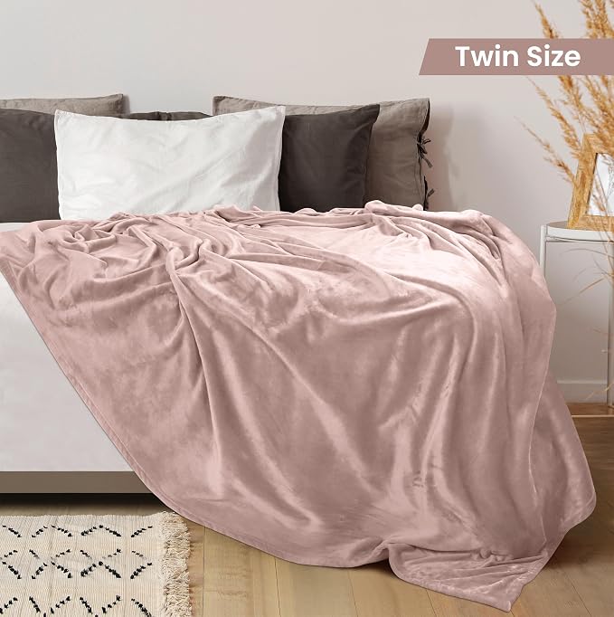 Utopia Bedding Soft Fleece Bed Blanket Twin Size Rose Pink | Microfiber Plush - Image 2