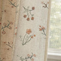 Floral Embroidered Light Filtering Curtains 84 Inch 2 Panels | Linen Blend by Unknown
