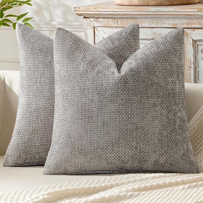 MIULEE Decorative Couch Throw Pillow Covers 18x18 Inch Light Gray 2 Pack | by MIULEE