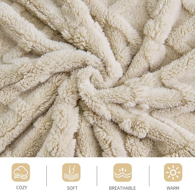 Aganear Fleece Throw Blanket for Bed Couch 90"x90" Khaki | Lightweight Fuzzy - Image 9