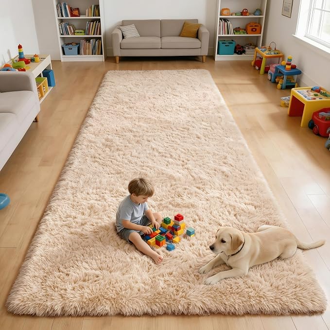 OLANLY 4x11 Area Rugs for Living Room Bedroom, Machine Washable Soft Fluffy by OLANLY