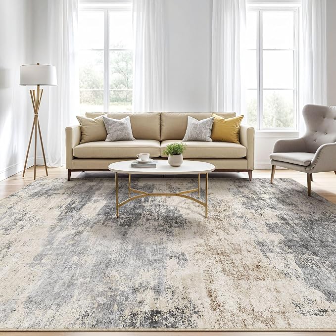 LOONGRUG 5x8 Area Rug Washable Neutral Modern Living Room Rugs Grey Brown | - Image 5