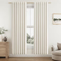 100% Blackout Linen Curtains for Bedroom 80 Inches Long Natural Cream Black Out by Guken