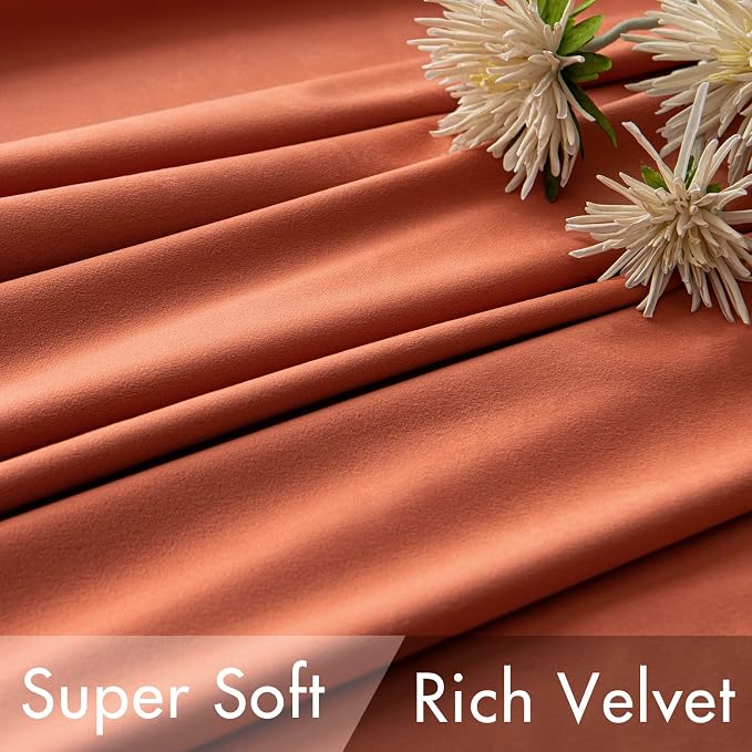MIULEE Velvet Curtains Extra Wide 72x84 inches Fall Burnt Orange Curtains | - Image 4