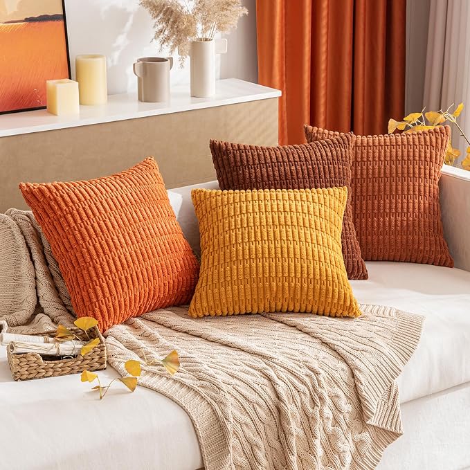 MIULEE Fall Decorative Throw Pillow Covers 18x18 Burnt Orange Pack of 2 | Soft - Image 8