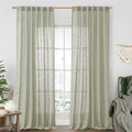 Linen Semi Sheer Curtains 96 inches Long 2 Panels Set, Sage Grey | Light by LAMIT