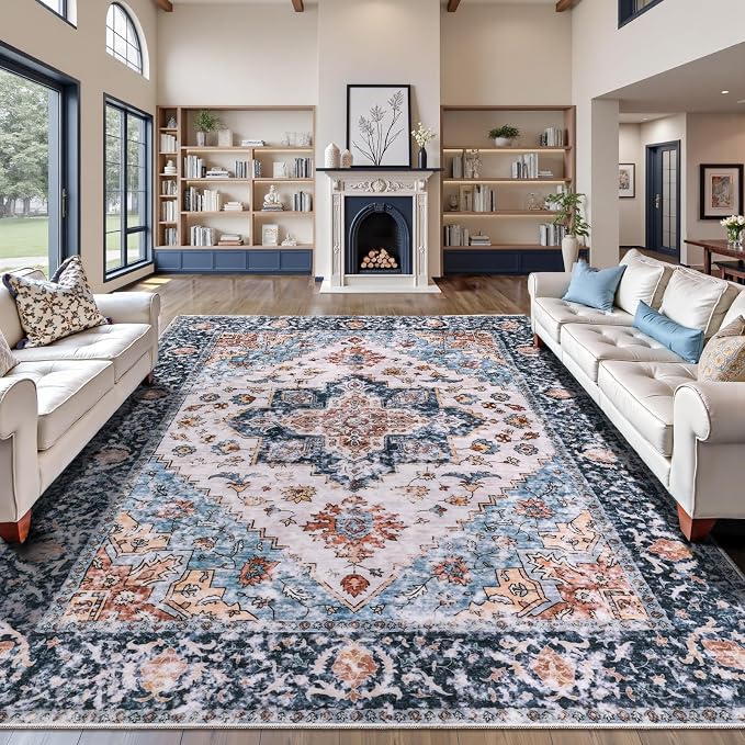 SERISSA 9x12 Washable Non Slip Boho Area Rug by SERISSAHomeDecorCollection