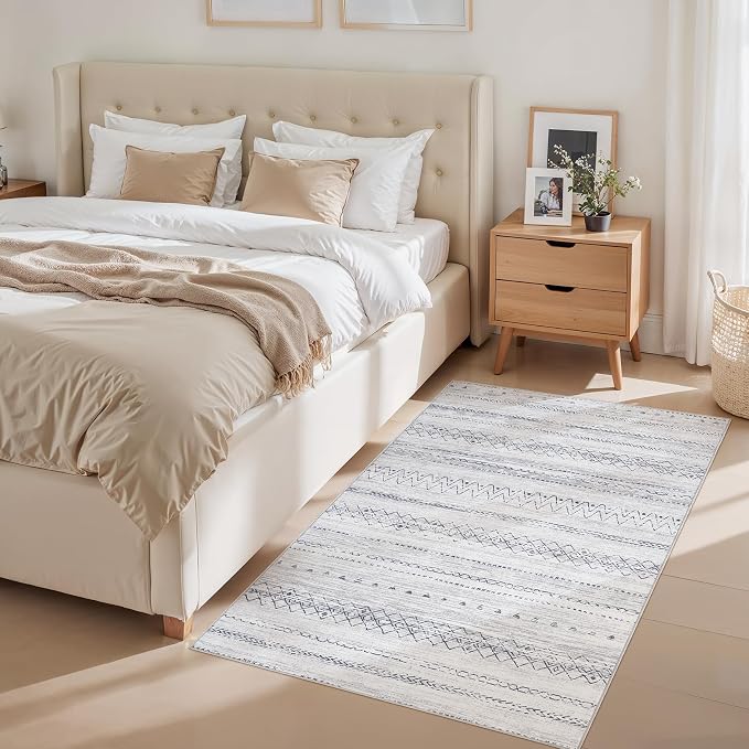 cotiled Washable 3x5 Entryway Rugs: Boho Moroccan Soft Small Rug | Solve Modern by COTILED