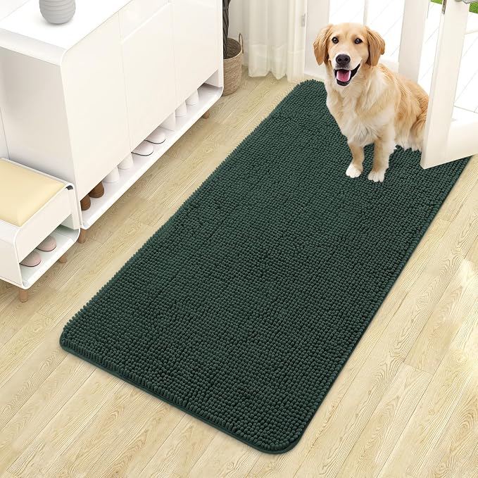 OLANLY Dog Door Mat for Muddy Paws 44x24, Super Absorbent Chenille Mud Mat | by OLANLY