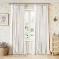 Ivory White Pinch Pleated Blackout Linen 92 Inch Bedroom Curtains 2 Panels | by Twodrapes