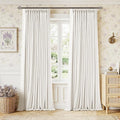 Ivory Cream Pleated 100% Blackout Linen Curtains 86 Inches Long | Memory Trained by Twodrapes