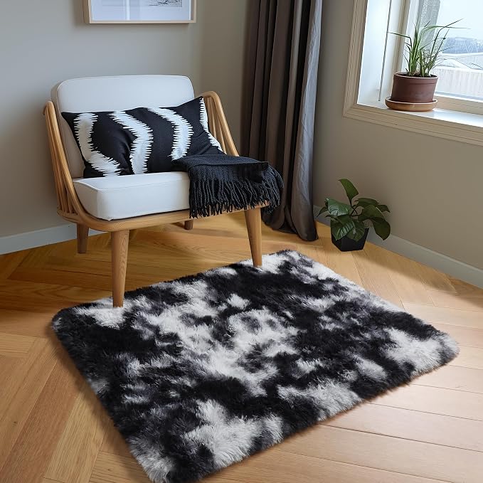 Amdrebio Black White Grey Small Mini Rug 2x3 - Image 3