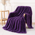 Deep Purple Throw Blanket for Couch Sofa 60x80 inches Striped Design | Fleece by Unknown