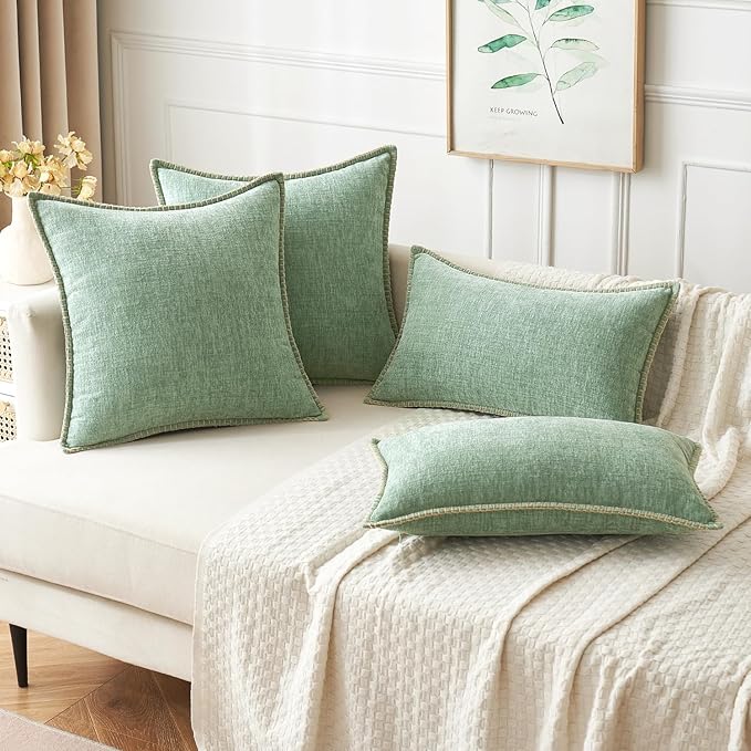 MIULEE Decorative Couch Throw Pillow Covers 20x20 Inch Greyish Green 2 Pack | - Image 5