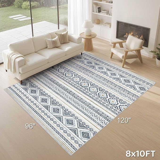 cotiled Boho 8x10 Area Rugs for Living Room: Large Moroccan Washable Rug | - Image 2