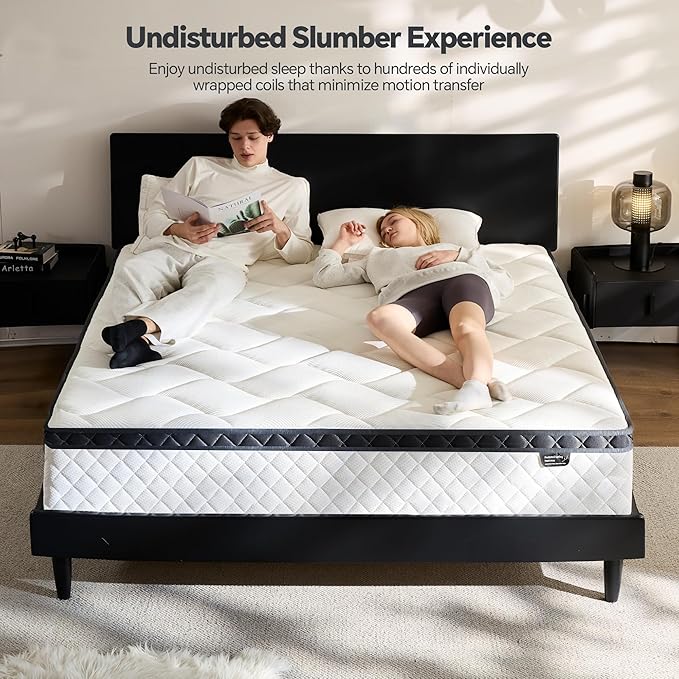 Twin Mattress in a Box, 10 Inch Twin Hybrid Mattress with Individual Pocket Spring & Memory Foam, Motion Isolation, Comfort for Pressure Relief, CertiPUR-US Certified