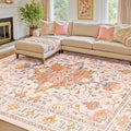RELEANY Washable Area Rug, Water Repellent, Pet Friendly, Vintage Floral Boho by RELEANY