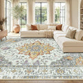 RELEANY Washable Area Rug, Water Repellent, Pet Friendly, Vintage Floral Boho by RELEANY