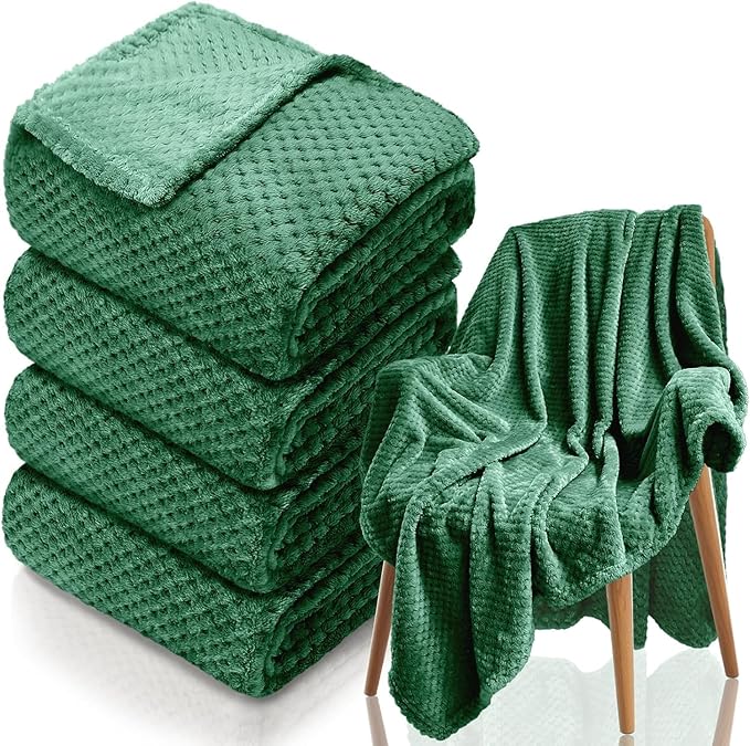 4 Pack Fleece Throw Blankets 50x60 Inches by Tewloss