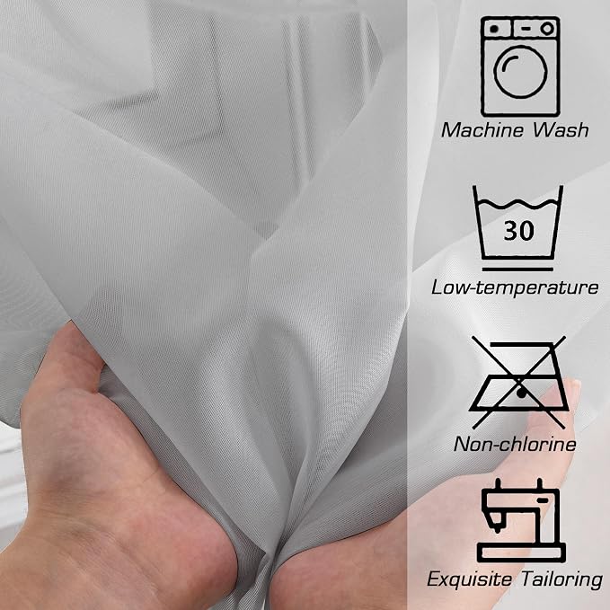 Light Grey Sheer Curtains 90 Inches Long - Image 4