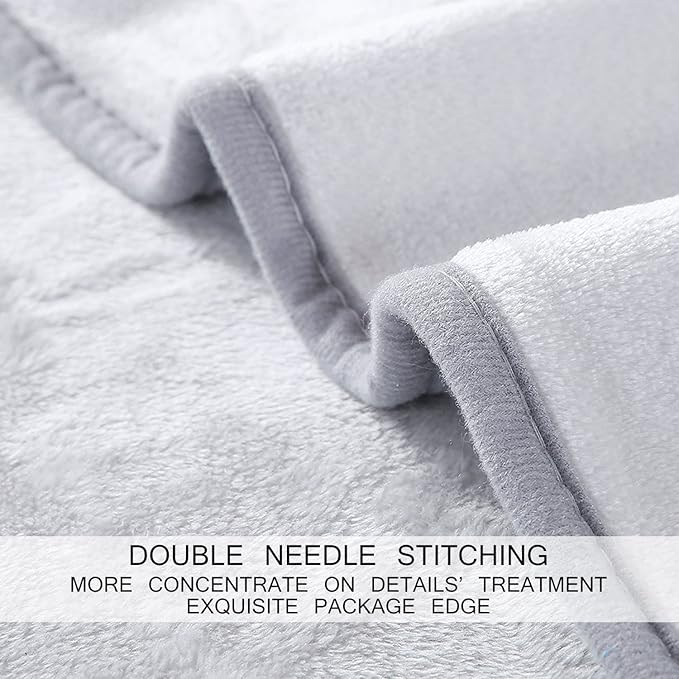 Soft Twin Size Blanket All Season Warm Fuzzy Microplush Lightweight Thermal Fleece Blankets for Couch Bed Sofa,66x90 Inches,Gray
