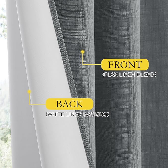 NICETOWN 100% Blackout Linen Texture Curtains 70 inches Long, Dove Grey - Image 5