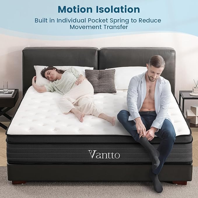 Full Mattresses, 14 Inch Memory Foam Hybrid Mattress in a Box with Pocket Springs for Motion Isolation Pressure Relief, 100 Nights Trial, CertiPUR-US