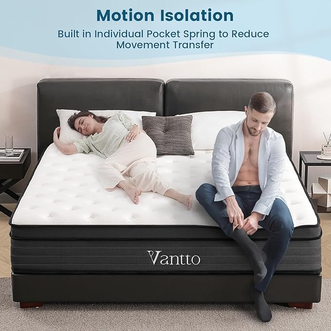 Full Size Mattress, 14 Inch Hybrid Memory Foam Mattress in a Box with Pocket Springs for Motion Isolation Pressure Relief, 100 Nights Trial, CertiPUR-US