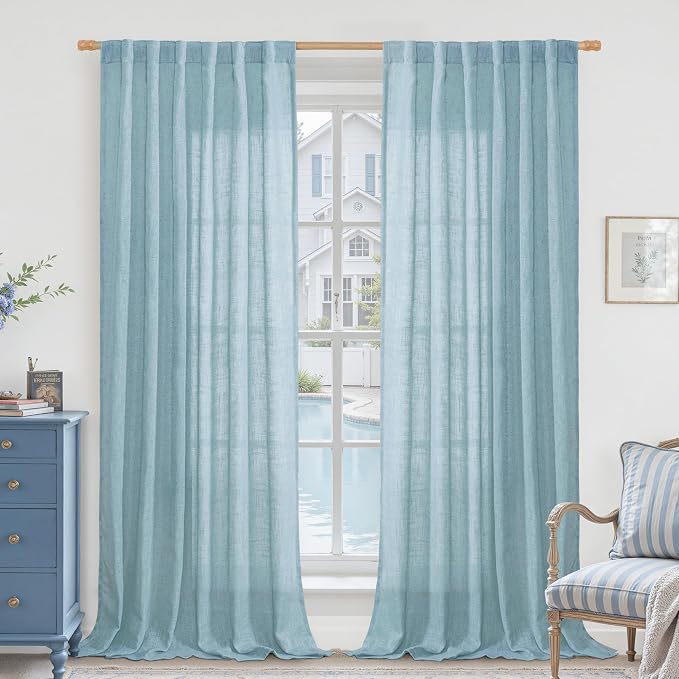 Living Room Linen Curtains 95 Inch by LAMIT