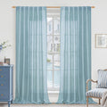 Stone Blue Linen Curtains 90 Inch by LAMIT