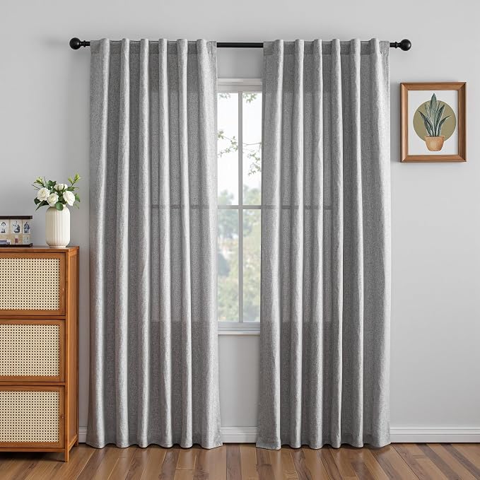 MYSKY HOME Living Room Curtains 84 Inches Long Semi Sheer Light Filtering - Image 8