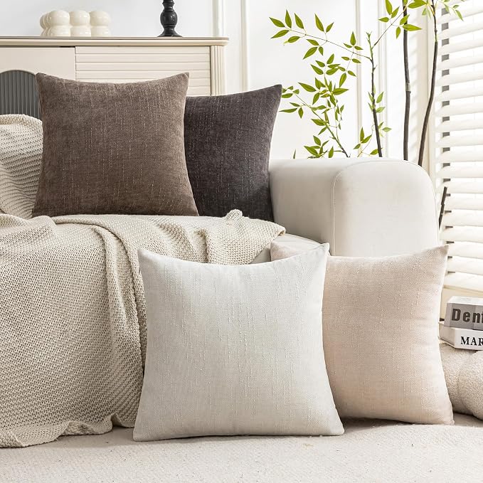 Set of 4 Soft Textured Decorative Throw Pillow Covers 20x20 Inch Cozy Farmhouse - Image 2