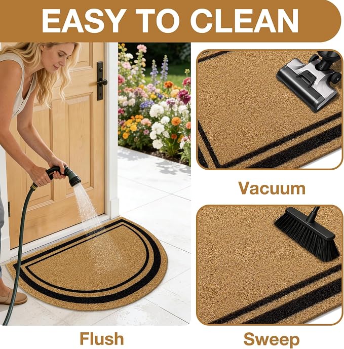OLANLY Half Circle Front Door Mat, Low Profile Doormat, Stain and Fade Resistant - Image 6